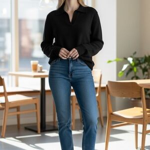 Theory Slouchy Polo Cashmere Sweater | Color Mink | NWT $375 | Sz P